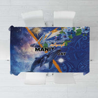 Marshall Islands Manit Day Tablecloth Grunge National Flag with Whales and Tribal Tattoos - Polynesian Pride