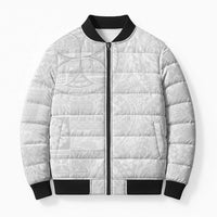 Samoan Culture-Lotu Tamaiti Bomber Puffer Jacket Siapo and Polynesian Art Tattoos LT03 Unisex White - Polynesian Pride