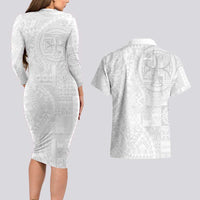 Samoan Culture-Lotu Tamaiti Couples Matching Long Sleeve Bodycon Dress and Hawaiian Shirt Siapo and Polynesian Art Tattoos - Polynesian Pride