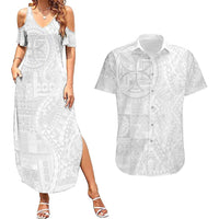 Samoan Culture-Lotu Tamaiti Couples Matching Summer Maxi Dress and Hawaiian Shirt Siapo and Polynesian Art Tattoos - Polynesian Pride