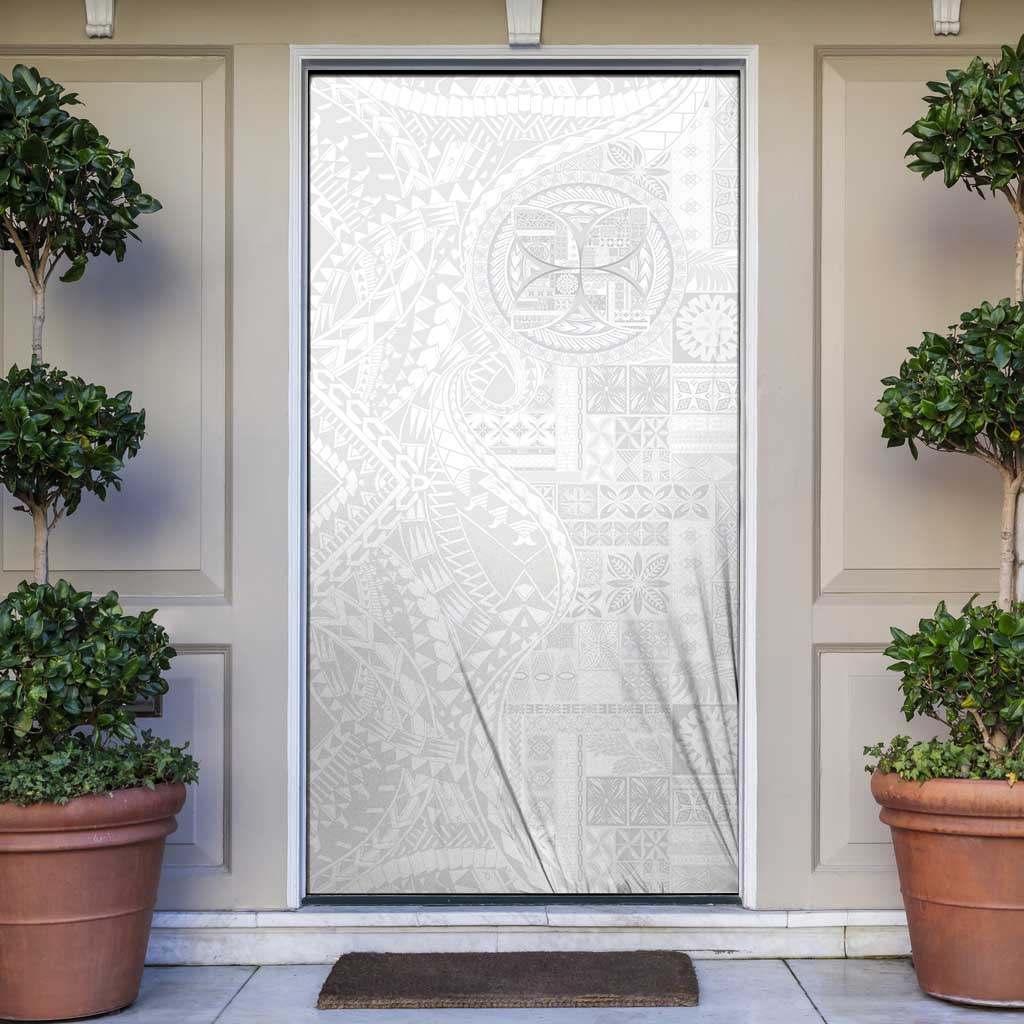 Samoan Culture-Lotu Tamaiti Door Cover Siapo and Polynesian Art Tattoos LT03 White - Polynesian Pride
