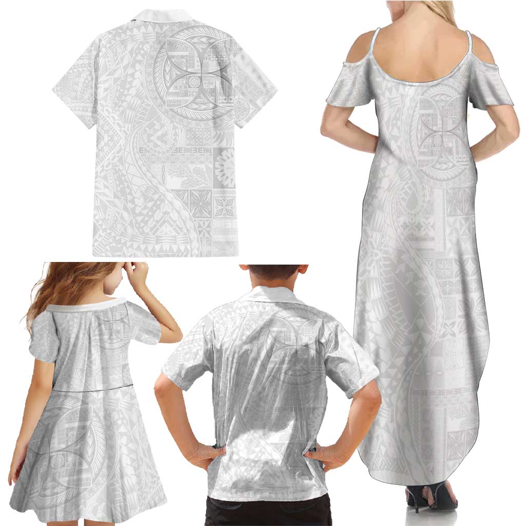 Samoan Culture-Lotu Tamaiti Family Matching Summer Maxi Dress and Hawaiian Shirt Siapo and Polynesian Art Tattoos - Polynesian Pride