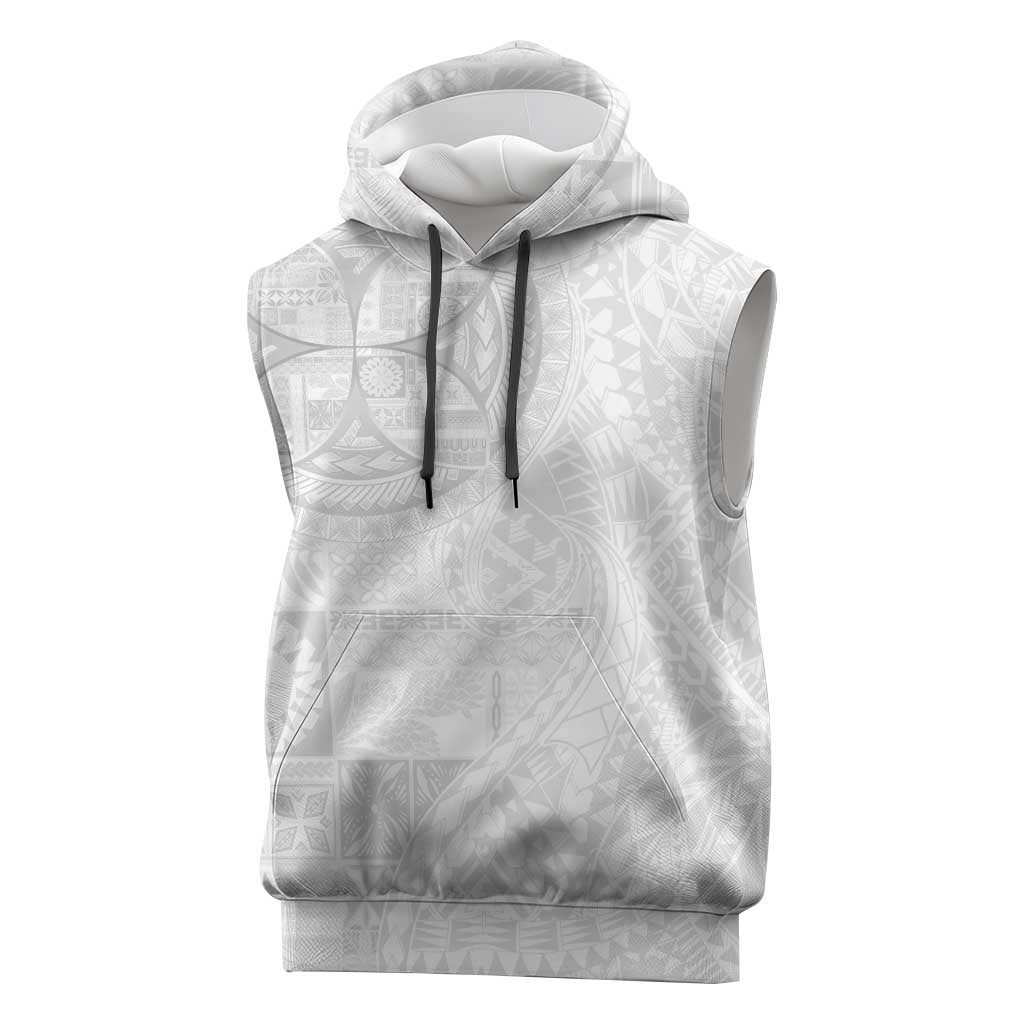 Samoan Culture-Lotu Tamaiti Sleeveless Hoodie Siapo and Polynesian Art Tattoos LT03 White - Polynesian Pride