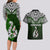 Aotearoa New Zealand Couples Matching Long Sleeve Bodycon Dress and Hawaiian Shirt Silver Fern and Matau with Maori Tribal Green Style LT03 - Polynesian Pride