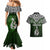 Aotearoa New Zealand Couples Matching Mermaid Dress and Hawaiian Shirt Silver Fern and Matau with Maori Tribal Green Style LT03 - Polynesian Pride