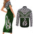 Aotearoa New Zealand Couples Matching Short Sleeve Bodycon Dress and Long Sleeve Button Shirts Silver Fern and Matau with Maori Tribal Green Style LT03 - Polynesian Pride