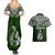 Aotearoa New Zealand Couples Matching Summer Maxi Dress and Hawaiian Shirt Silver Fern and Matau with Maori Tribal Green Style LT03 - Polynesian Pride