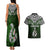 Aotearoa New Zealand Couples Matching Tank Maxi Dress and Hawaiian Shirt Silver Fern and Matau with Maori Tribal Green Style LT03 - Polynesian Pride