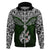 Aotearoa New Zealand Hoodie Silver Fern and Matau with Maori Tribal Green Style LT03 Zip Hoodie Green - Polynesian Pride