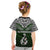 Aotearoa New Zealand Kid T Shirt Silver Fern and Matau with Maori Tribal Green Style LT03 - Polynesian Pride