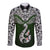 Aotearoa New Zealand Long Sleeve Button Shirt Silver Fern and Matau with Maori Tribal Green Style LT03 Unisex Green - Polynesian Pride