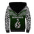 Aotearoa New Zealand Sherpa Hoodie Silver Fern and Matau with Maori Tribal Green Style LT03 - Polynesian Pride