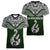 Aotearoa New Zealand Women V Neck T Shirt Silver Fern and Matau with Maori Tribal Green Style LT03 - Polynesian Pride