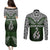 Custom Aotearoa New Zealand Couples Matching Puletasi Dress and Long Sleeve Button Shirts Silver Fern and Matau with Maori Tribal Green Style LT03 - Polynesian Pride