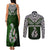 Custom Aotearoa New Zealand Couples Matching Tank Maxi Dress and Long Sleeve Button Shirts Silver Fern and Matau with Maori Tribal Green Style LT03 - Polynesian Pride