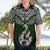 Custom Aotearoa New Zealand Hawaiian Shirt Silver Fern and Matau with Maori Tribal Green Style LT03 - Polynesian Pride