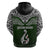 Custom Aotearoa New Zealand Hoodie Silver Fern and Matau with Maori Tribal Green Style LT03 - Polynesian Pride