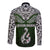 Custom Aotearoa New Zealand Long Sleeve Button Shirt Silver Fern and Matau with Maori Tribal Green Style LT03 - Polynesian Pride