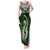 Custom Aotearoa New Zealand Tank Maxi Dress Silver Fern and Matau with Maori Tribal Green Style LT03 Women Green - Polynesian Pride