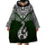 Custom Aotearoa New Zealand Wearable Blanket Hoodie Silver Fern and Matau with Maori Tribal Green Style LT03 - Polynesian Pride