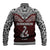 Aotearoa New Zealand Baseball Jacket Silver Fern and Matau with Maori Tribal Red Style LT03 - Polynesian Pride