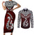 Aotearoa New Zealand Couples Matching Short Sleeve Bodycon Dress and Long Sleeve Button Shirts Silver Fern and Matau with Maori Tribal Red Style LT03 Red - Polynesian Pride