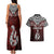 Aotearoa New Zealand Couples Matching Tank Maxi Dress and Hawaiian Shirt Silver Fern and Matau with Maori Tribal Red Style LT03 - Polynesian Pride