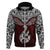 Aotearoa New Zealand Hoodie Silver Fern and Matau with Maori Tribal Red Style LT03 Zip Hoodie Red - Polynesian Pride