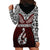 Aotearoa New Zealand Hoodie Dress Silver Fern and Matau with Maori Tribal Red Style LT03 - Polynesian Pride