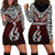 Aotearoa New Zealand Hoodie Dress Silver Fern and Matau with Maori Tribal Red Style LT03 - Polynesian Pride