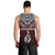 Aotearoa New Zealand Men Tank Top Silver Fern and Matau with Maori Tribal Red Style LT03 - Polynesian Pride