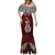 Aotearoa New Zealand Mermaid Dress Silver Fern and Matau with Maori Tribal Red Style LT03 - Polynesian Pride