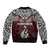 Aotearoa New Zealand Sleeve Zip Bomber Jacket Silver Fern and Matau with Maori Tribal Red Style LT03 - Polynesian Pride