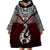 Aotearoa New Zealand Wearable Blanket Hoodie Silver Fern and Matau with Maori Tribal Red Style LT03 - Polynesian Pride