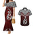 Custom Aotearoa New Zealand Couples Matching Mermaid Dress and Hawaiian Shirt Silver Fern and Matau with Maori Tribal Red Style LT03 Red - Polynesian Pride