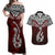 Custom Aotearoa New Zealand Couples Matching Off Shoulder Maxi Dress and Hawaiian Shirt Silver Fern and Matau with Maori Tribal Red Style LT03 Red - Polynesian Pride