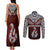 Custom Aotearoa New Zealand Couples Matching Tank Maxi Dress and Long Sleeve Button Shirts Silver Fern and Matau with Maori Tribal Red Style LT03 - Polynesian Pride