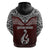 Custom Aotearoa New Zealand Hoodie Silver Fern and Matau with Maori Tribal Red Style LT03 - Polynesian Pride