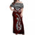 Custom Aotearoa New Zealand Off Shoulder Maxi Dress Silver Fern and Matau with Maori Tribal Red Style LT03 Women Red - Polynesian Pride