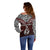 Custom Aotearoa New Zealand Off Shoulder Sweater Silver Fern and Matau with Maori Tribal Red Style LT03 - Polynesian Pride