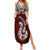 Custom Aotearoa New Zealand Summer Maxi Dress Silver Fern and Matau with Maori Tribal Red Style LT03 Women Red - Polynesian Pride