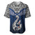 Aotearoa New Zealand Baseball Jersey Silver Fern and Matau with Maori Tribal Blue Style LT03 Blue - Polynesian Pride