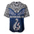 Aotearoa New Zealand Baseball Jersey Silver Fern and Matau with Maori Tribal Blue Style LT03 - Polynesian Pride