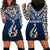 Aotearoa New Zealand Hoodie Dress Silver Fern and Matau with Maori Tribal Blue Style LT03 - Polynesian Pride