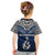 Aotearoa New Zealand Kid T Shirt Silver Fern and Matau with Maori Tribal Blue Style LT03 - Polynesian Pride