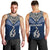 Aotearoa New Zealand Men Tank Top Silver Fern and Matau with Maori Tribal Blue Style LT03 - Polynesian Pride