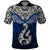 Aotearoa New Zealand Polo Shirt Silver Fern and Matau with Maori Tribal Blue Style LT03 Blue - Polynesian Pride