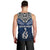 Custom Aotearoa New Zealand Men Tank Top Silver Fern and Matau with Maori Tribal Blue Style LT03 - Polynesian Pride