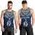 Custom Aotearoa New Zealand Men Tank Top Silver Fern and Matau with Maori Tribal Blue Style LT03 - Polynesian Pride