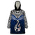 Custom Aotearoa New Zealand Wearable Blanket Hoodie Silver Fern and Matau with Maori Tribal Blue Style LT03 One Size Blue - Polynesian Pride